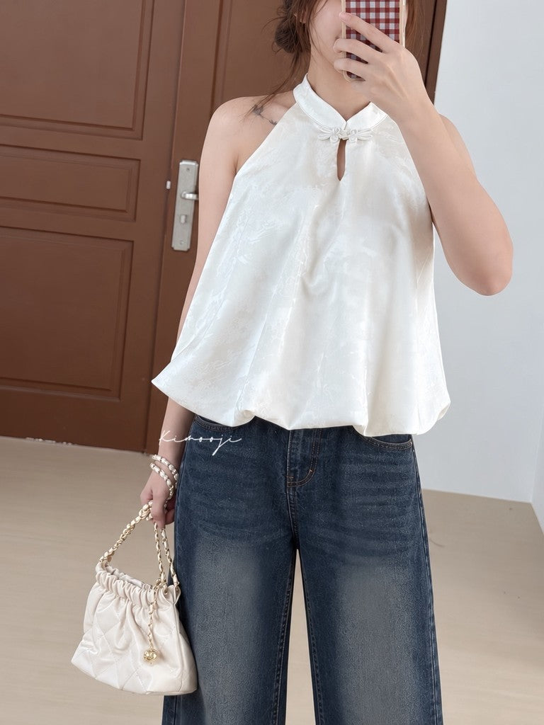 【T-1380】🧧✨CNY 新年款✨🧧新中式旗袍挂脖上衣
