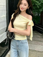 【T-1329】Sweet Girl Look 莱赛尔多穿法绑带上衣