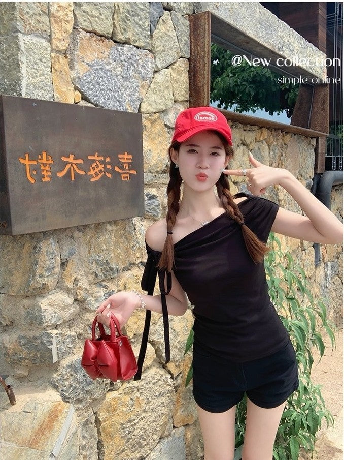 【T-1329】Sweet Girl Look 莱赛尔多穿法绑带上衣