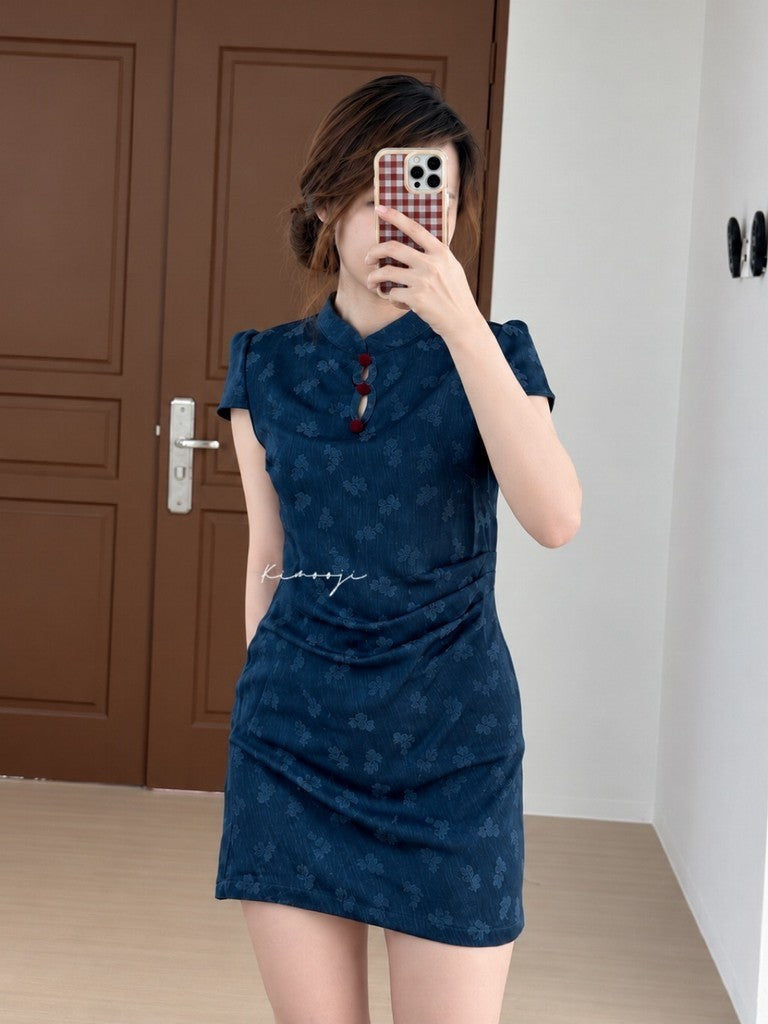 【T-1382】🧧✨CNY✨🧧复古东方 × 深靛蓝 × 老上海复古新中式旗袍