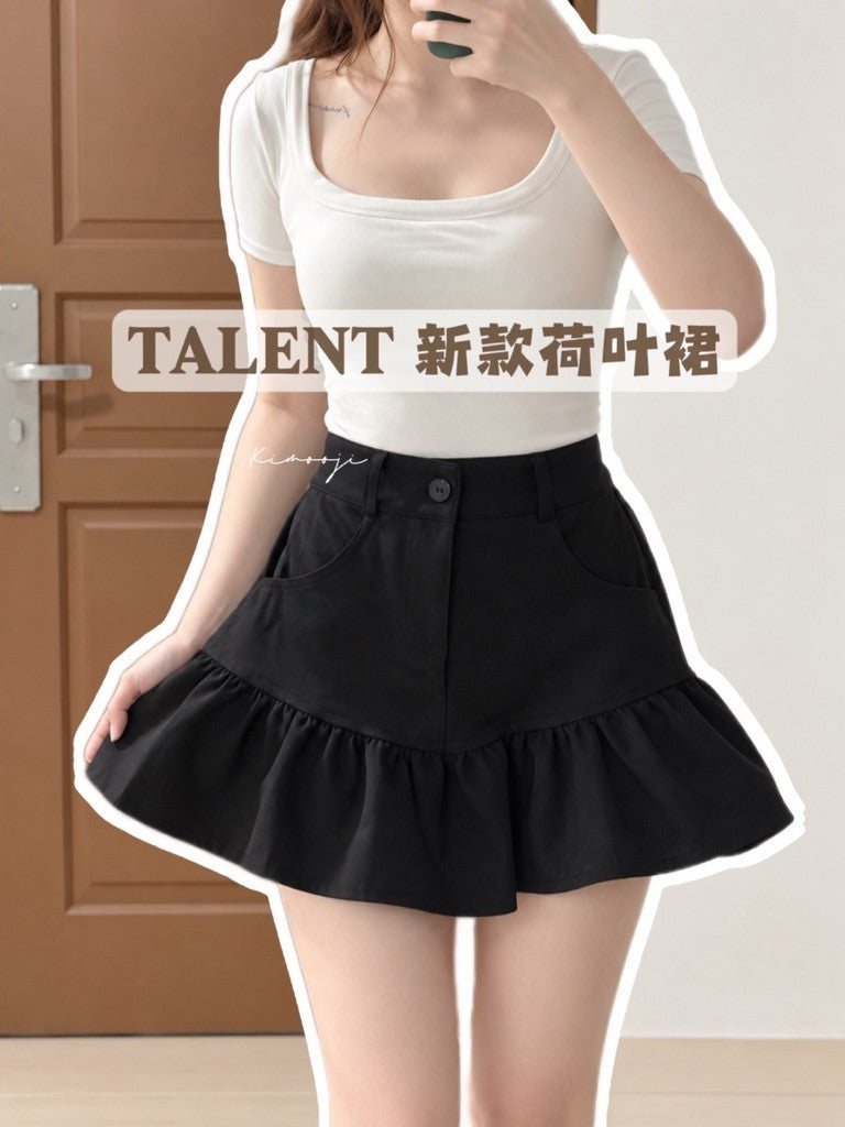 【T-1323】TALENT 新款！ 超显瘦西装荷叶短裙