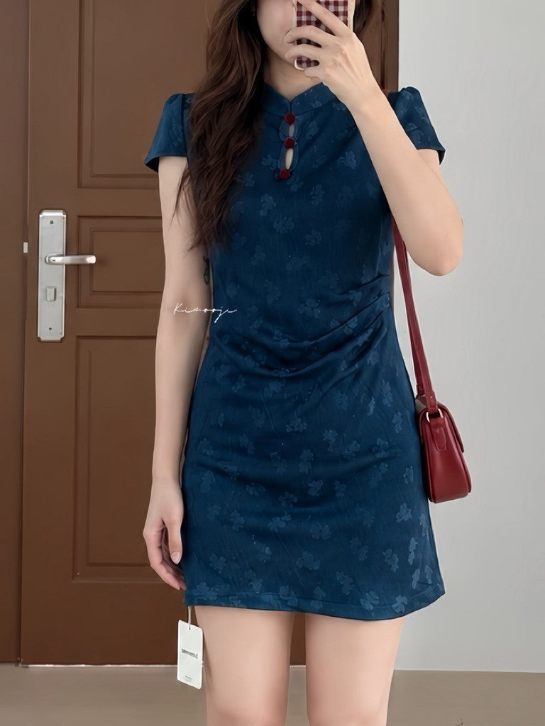 【T-1382】🧧✨CNY✨🧧复古东方 × 深靛蓝 × 老上海复古新中式旗袍