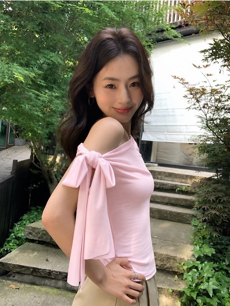 【T-1329】Sweet Girl Look 莱赛尔多穿法绑带上衣