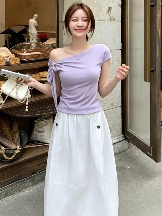 【T-1329】Sweet Girl Look 莱赛尔多穿法绑带上衣
