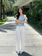 【T-1329】Sweet Girl Look 莱赛尔多穿法绑带上衣
