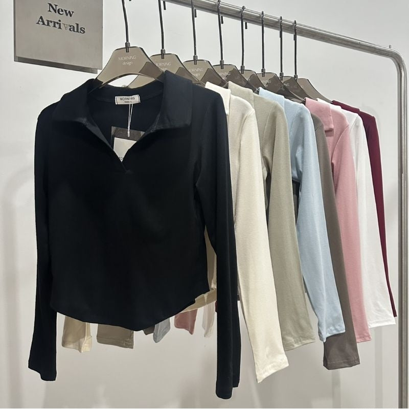 【T263】V Collar Basic Long Sleeve莫代尔基础长袖上衣