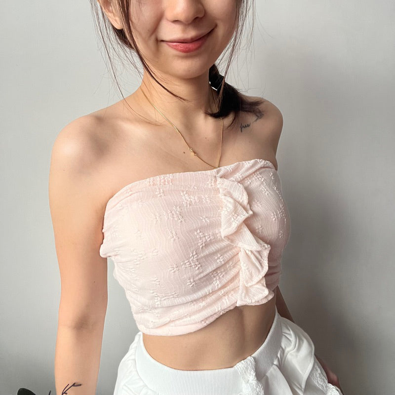 【T365】甜辣风 NARADA 蕾丝抹胸上衣-自带胸垫