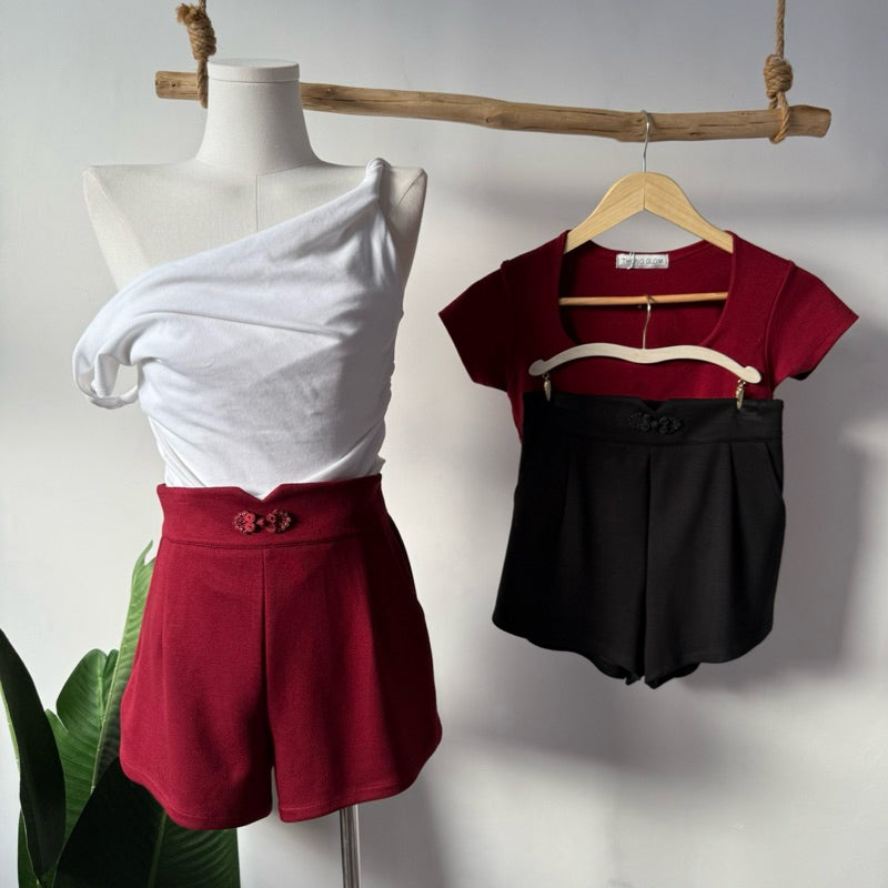 【T280】 中国结旗袍太空棉短裤 Cheongsam Style Short Pants