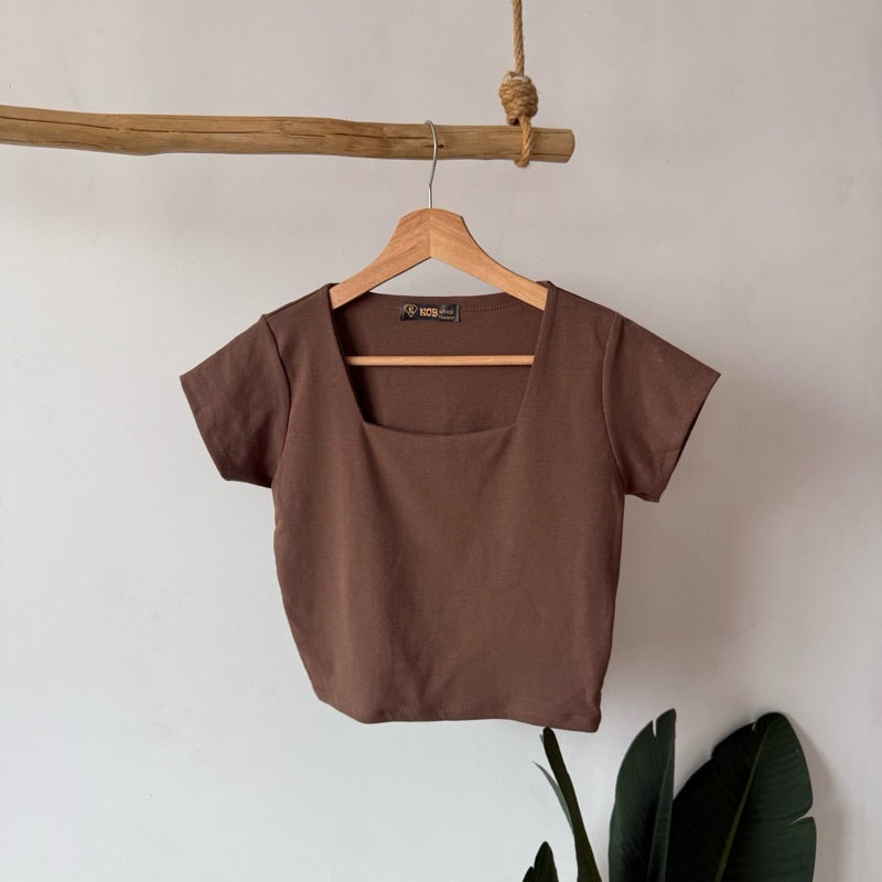 【T199】KOB Square Neck Basic Top Tee
