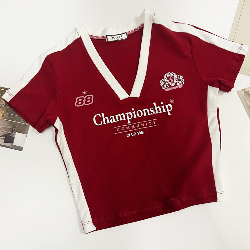【T342】NOMTO Champion Sporty Crop Tee