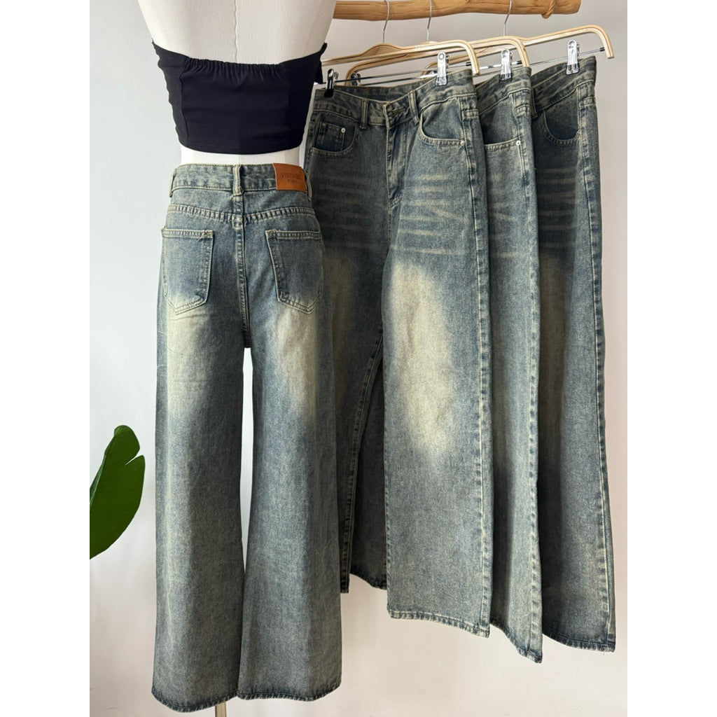 【T704】Jennie Style Cool Swag Baggy牛仔长裤