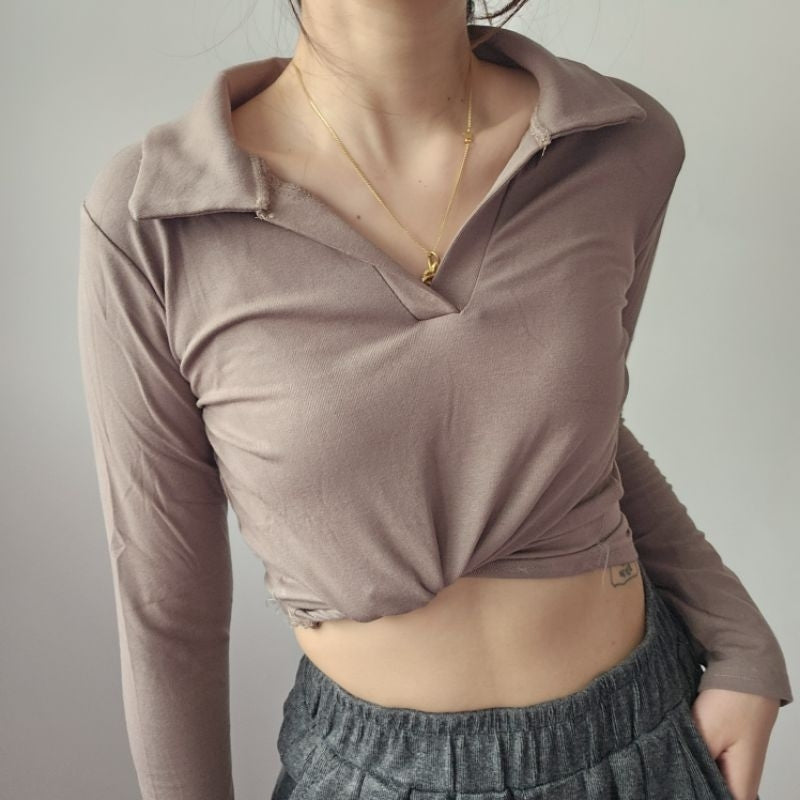 【T263】V Collar Basic Long Sleeve莫代尔基础长袖上衣