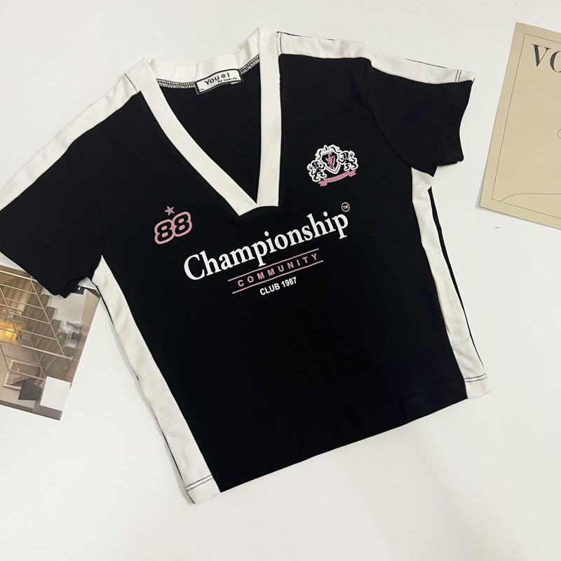 【T342】NOMTO Champion Sporty Crop Tee