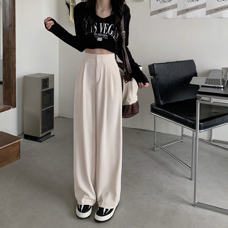 【T200】OL Quality Straight Wide Leg Pants 高级shusby Keltis