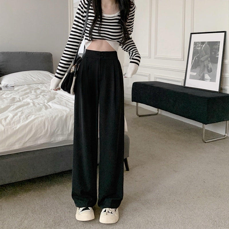 【T200】OL Quality Straight Wide Leg Pants 高级shusby Keltis