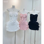 【T542】Sexy Croset Top Cotton Skirt Narada 甜美套装