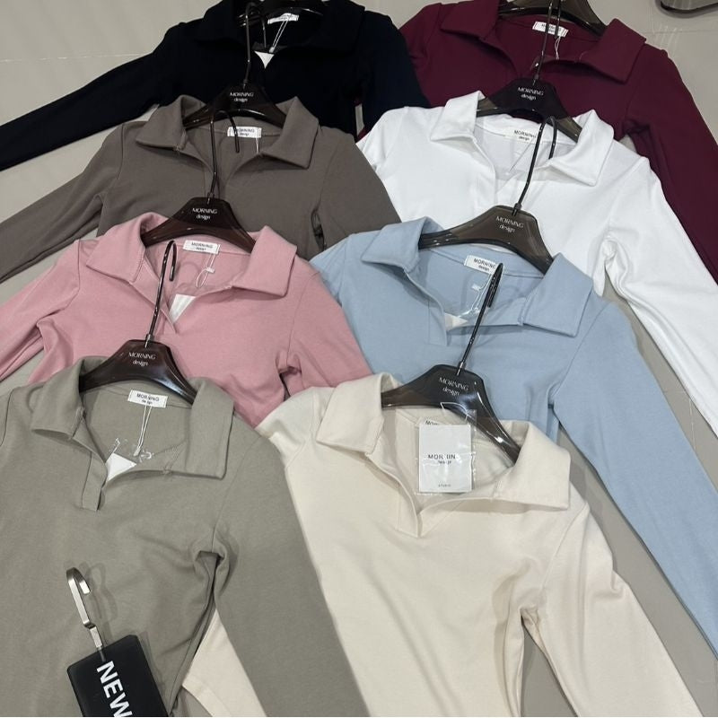 【T263】V Collar Basic Long Sleeve莫代尔基础长袖上衣