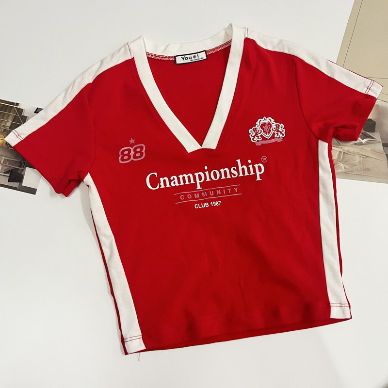 【T342】NOMTO Champion Sporty Crop Tee