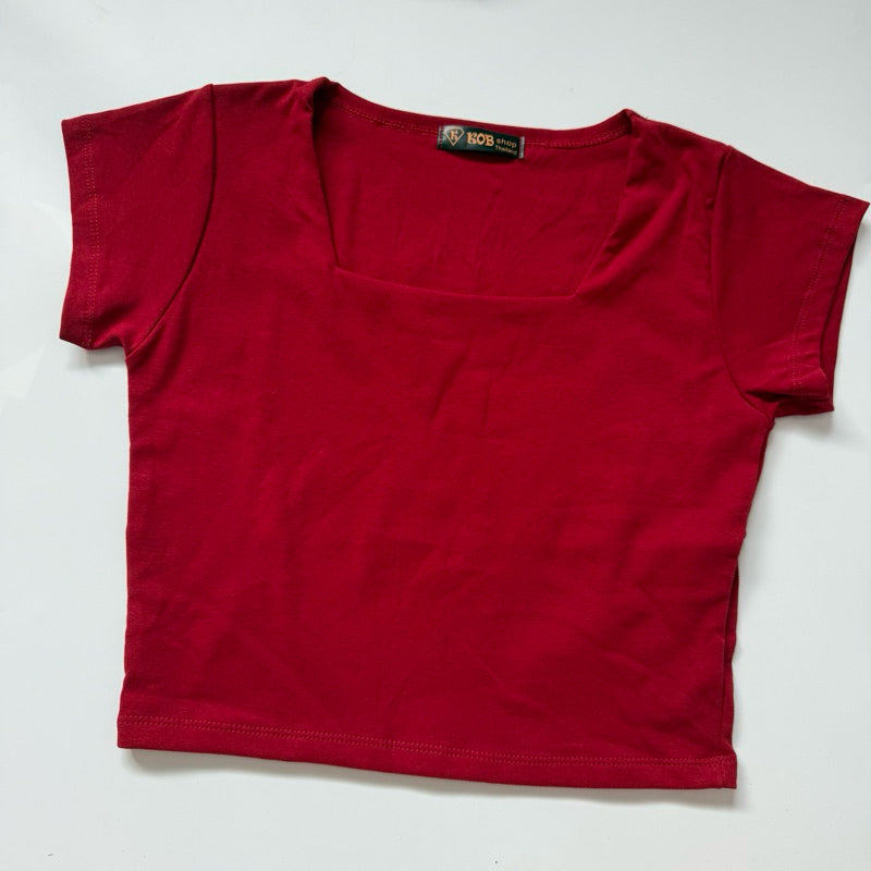 【T199】KOB Square Neck Basic Top Tee