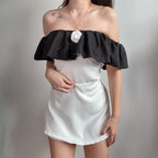 【T439】Fluffy Off Shoulder Looks Expensive Set 贵气一字肩套装