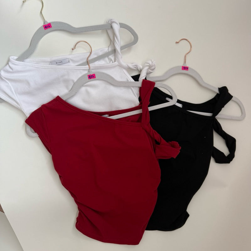 【T477】Kylie Style 小众时髦欧美纽结上衣