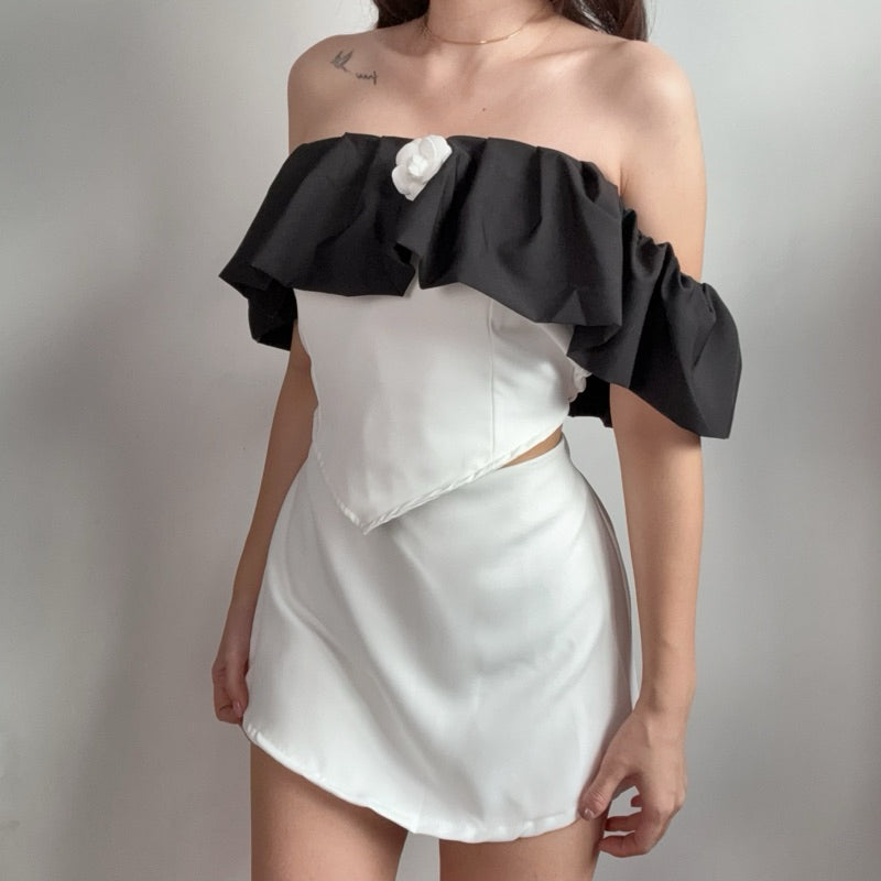 【T439】Fluffy Off Shoulder Looks Expensive Set 贵气一字肩套装