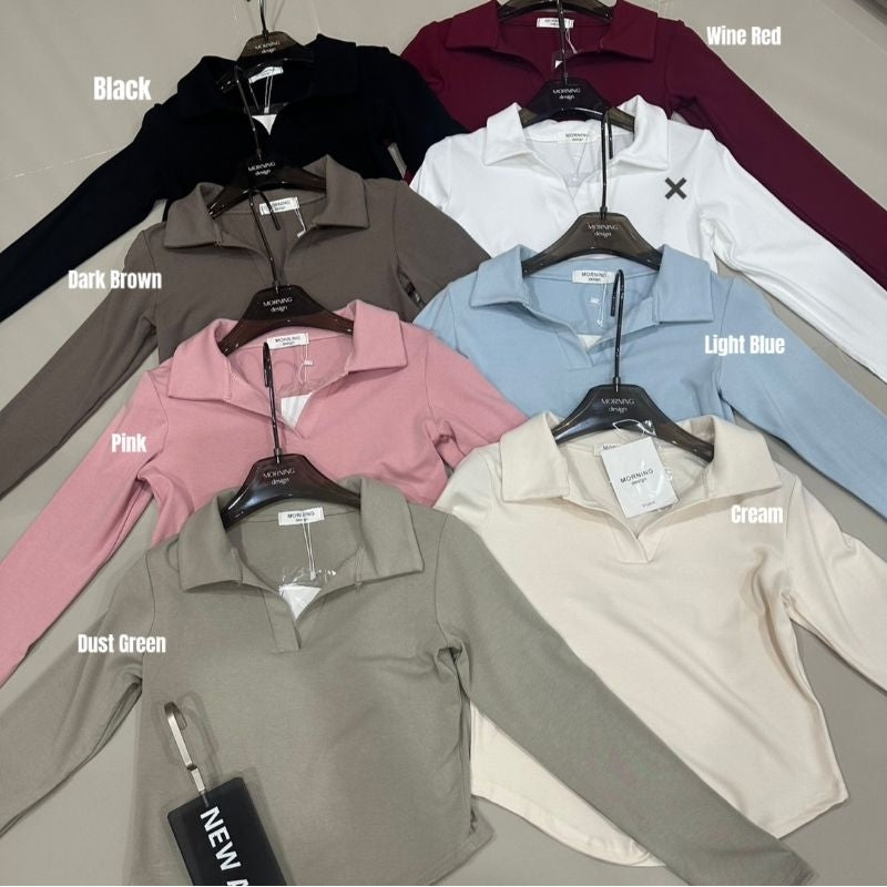 【T263】V Collar Basic Long Sleeve莫代尔基础长袖上衣
