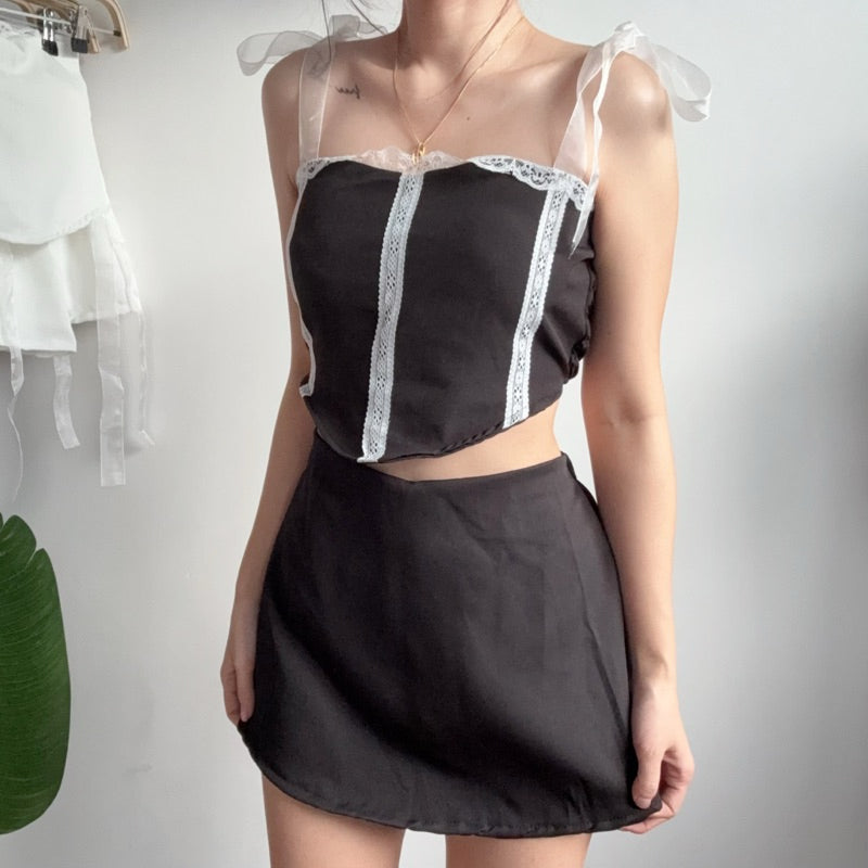 【T441】纯欲风蕾丝套装 Lace Tank + Skort Set