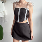 【T441】纯欲风蕾丝套装 Lace Tank + Skort Set