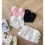 【T542】Sexy Croset Top Cotton Skirt Narada 甜美套装