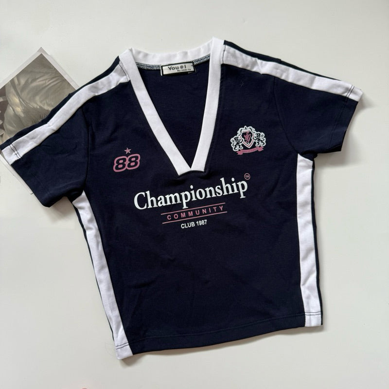 【T342】NOMTO Champion Sporty Crop Tee