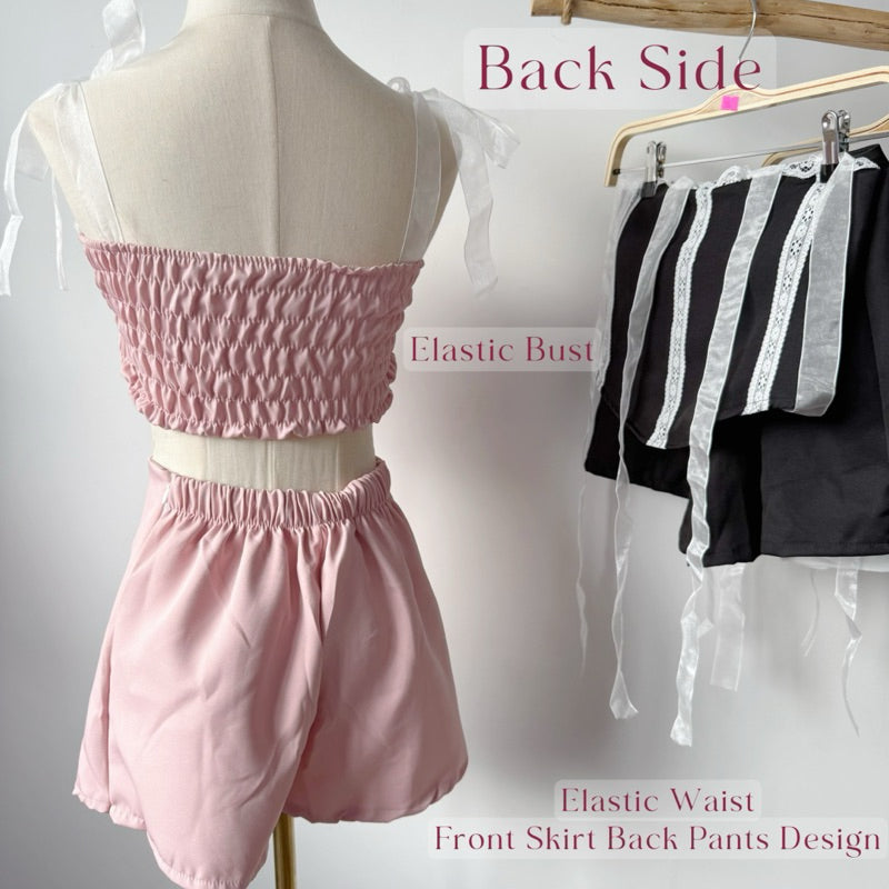 【T441】纯欲风蕾丝套装 Lace Tank + Skort Set