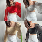 【T517】BlingBling One Shoulder Long Sleeve Top Tank 气质闪闪发光一字肩长袖短款上衣遮手臂 🇹🇭泰国现货上衣