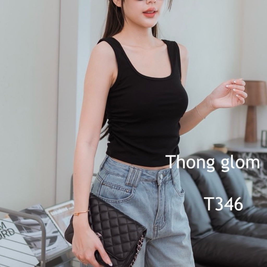 【T715】ThongGlom百搭基础款无袖上衣U领