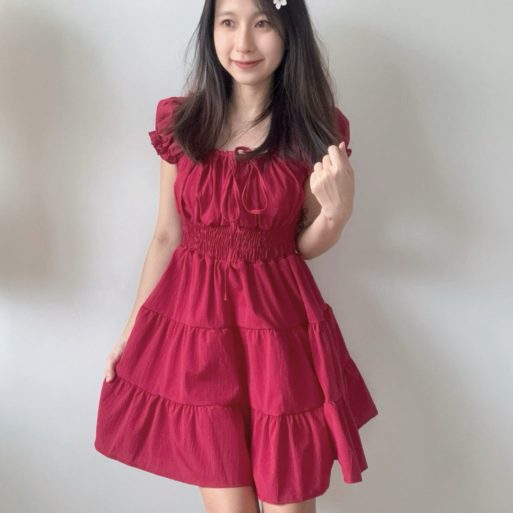 【T683】🌸 甜美荷叶边公主连衣裙