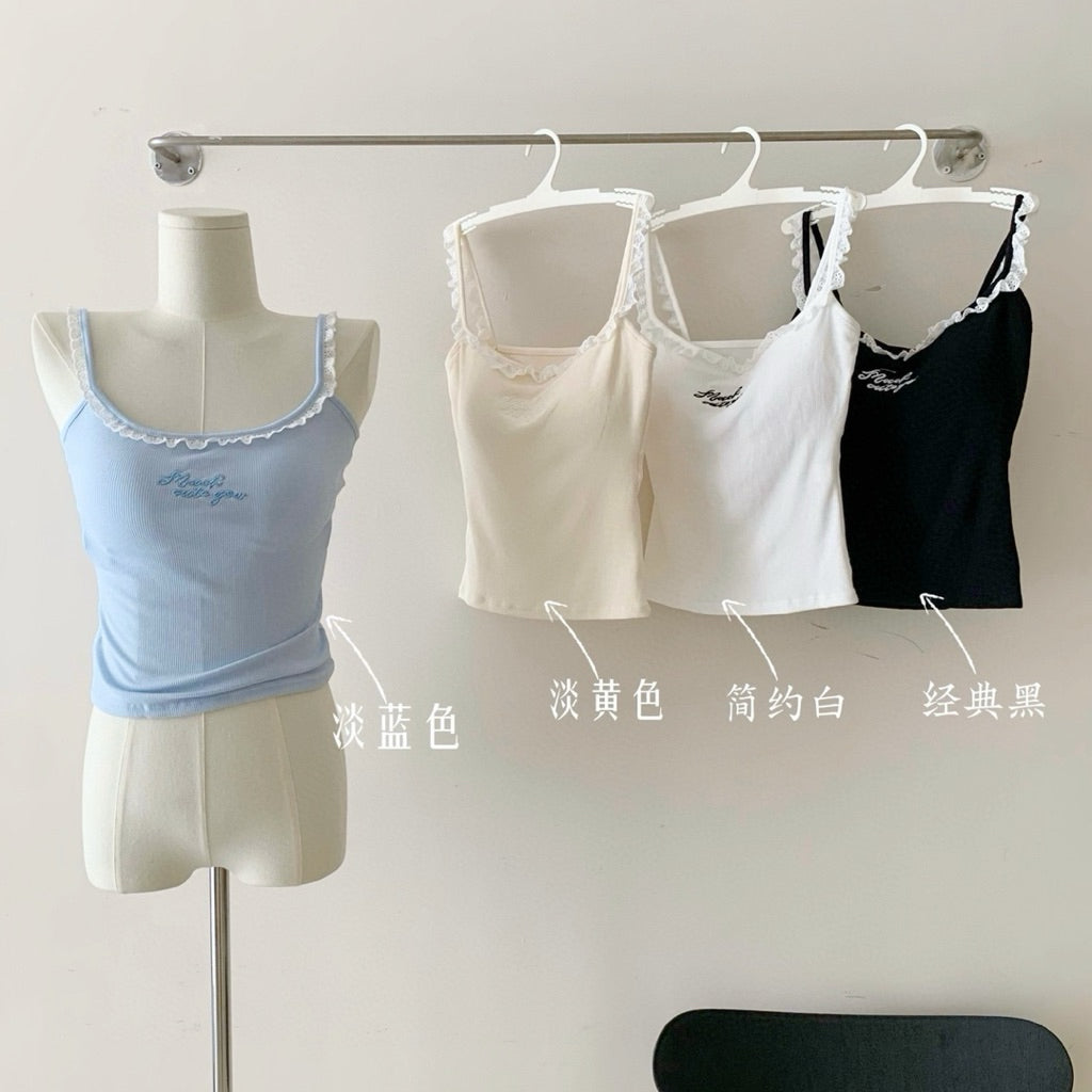 【BT075】甜美温柔无袖上衣with Bra Pad