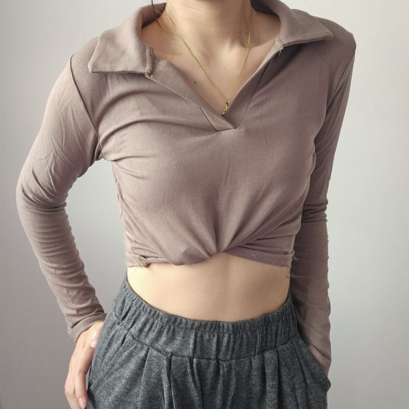 【T263】V Collar Basic Long Sleeve莫代尔基础长袖上衣