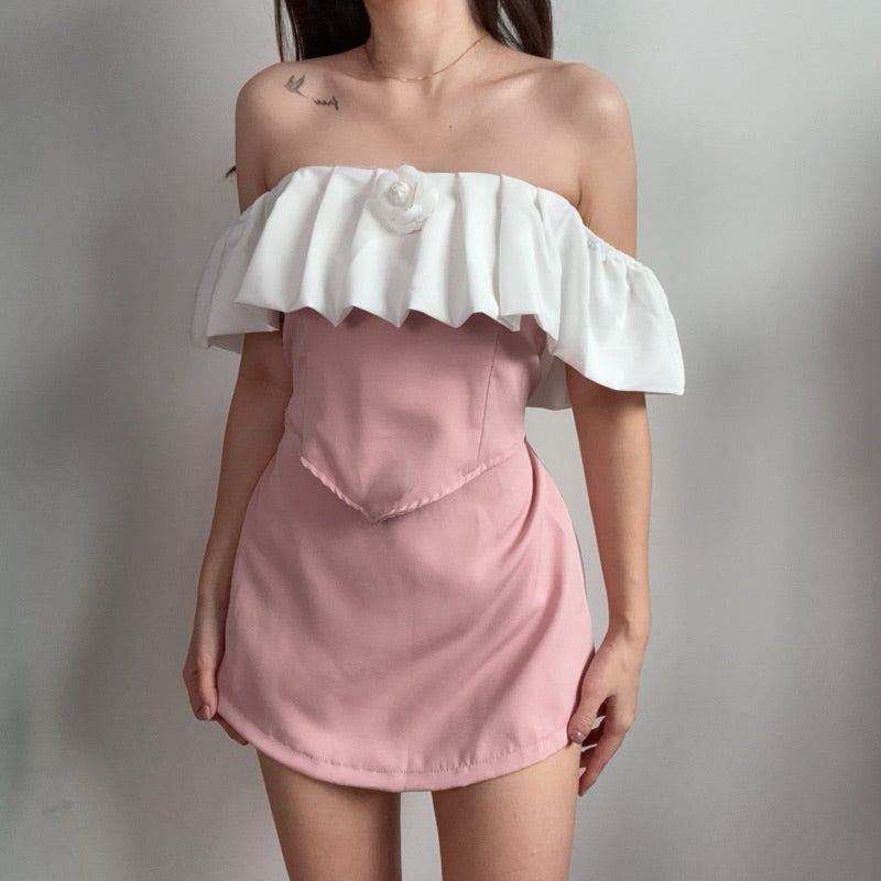 【T439】Fluffy Off Shoulder Looks Expensive Set 贵气一字肩套装