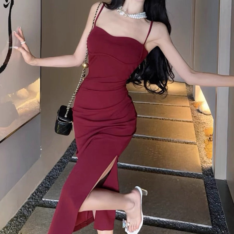 【T624】PREMIUM Sexy Bodycon Maxi Dress 法式性感吊带礼服裙