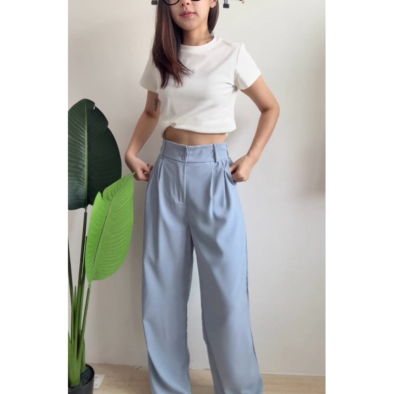 【T200】OL Quality Straight Wide Leg Pants 高级shusby Keltis