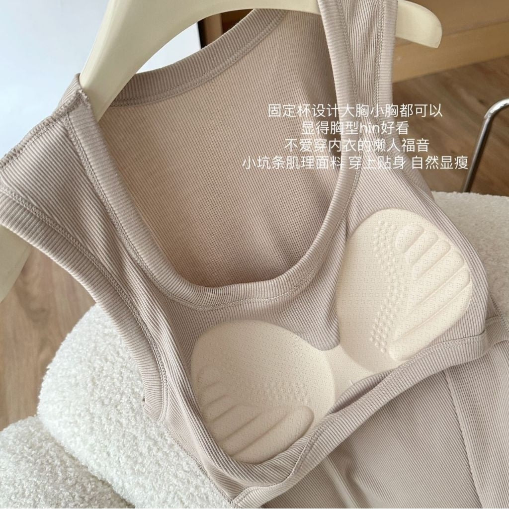 【BT076】遮副乳♡高弹力背心上衣 with bra pad