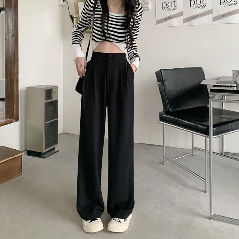 【T200】OL Quality Straight Wide Leg Pants 高级shusby Keltis