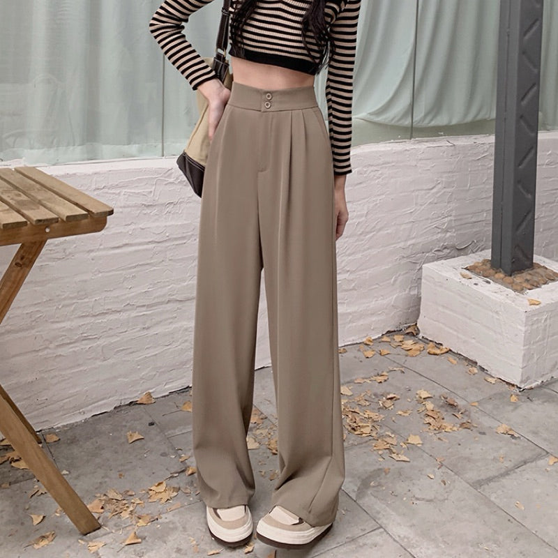 【T200】OL Quality Straight Wide Leg Pants 高级shusby Keltis