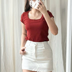 【T856】Thong Glom 方领修身上衣女T恤 Basic Slim Fit Tee