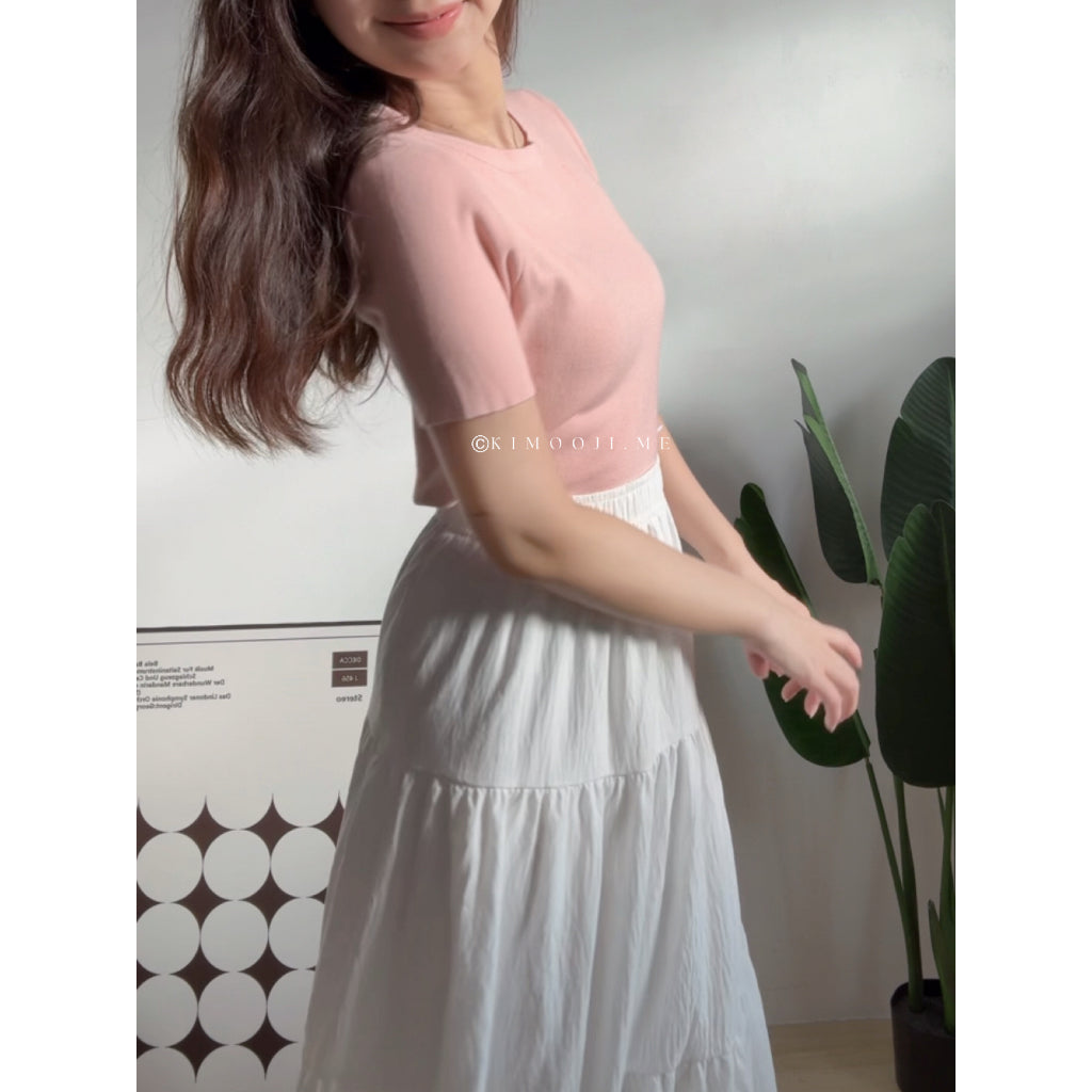 【T925】软针织～Basic Comfy Knitted Crop Top