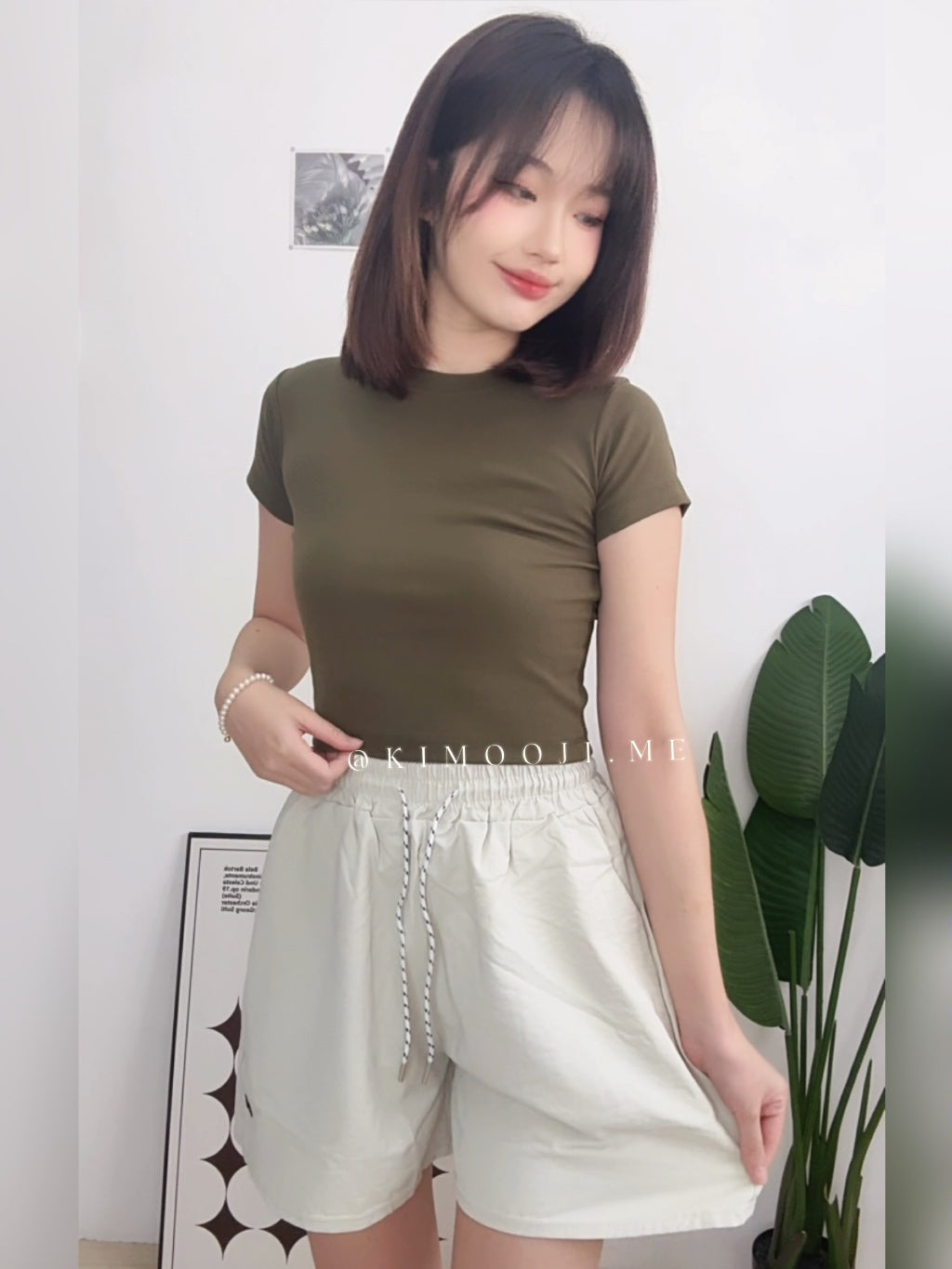 【T937】日常必备百搭圆领修身显瘦短款上衣