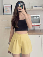 【T962】A-Line Pleated Suit Shorts A字西装显瘦高腰百搭休闲裤 TALENT