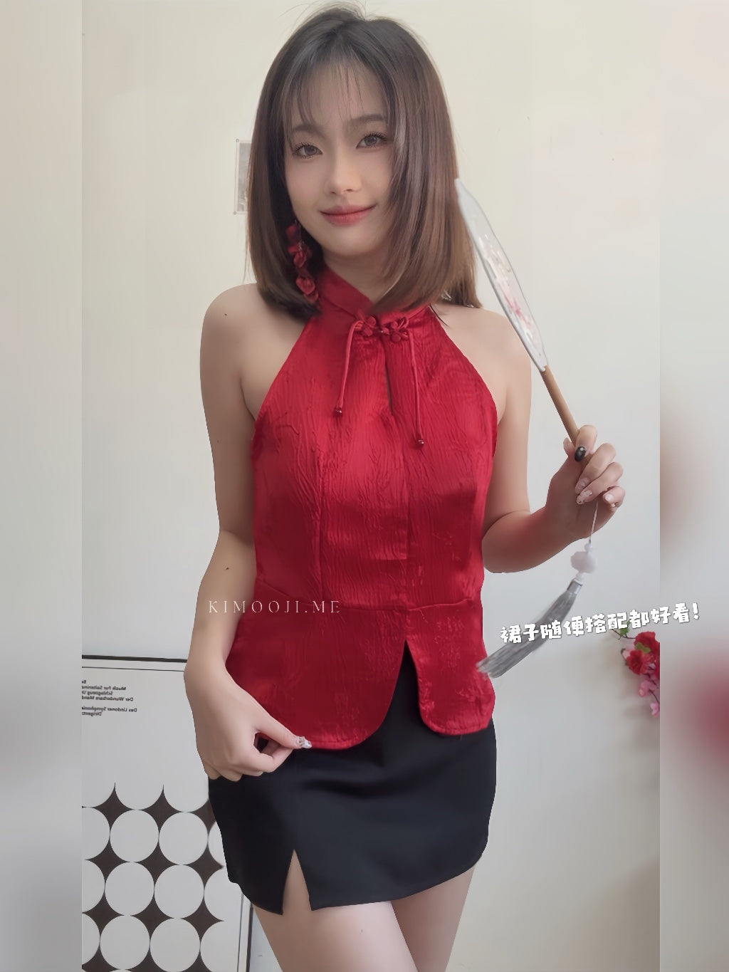 【T993】欧美女人味小开叉西装半身裙