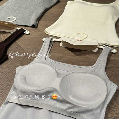 【BT127】遮副乳！很百搭~自带胸垫大方领背心