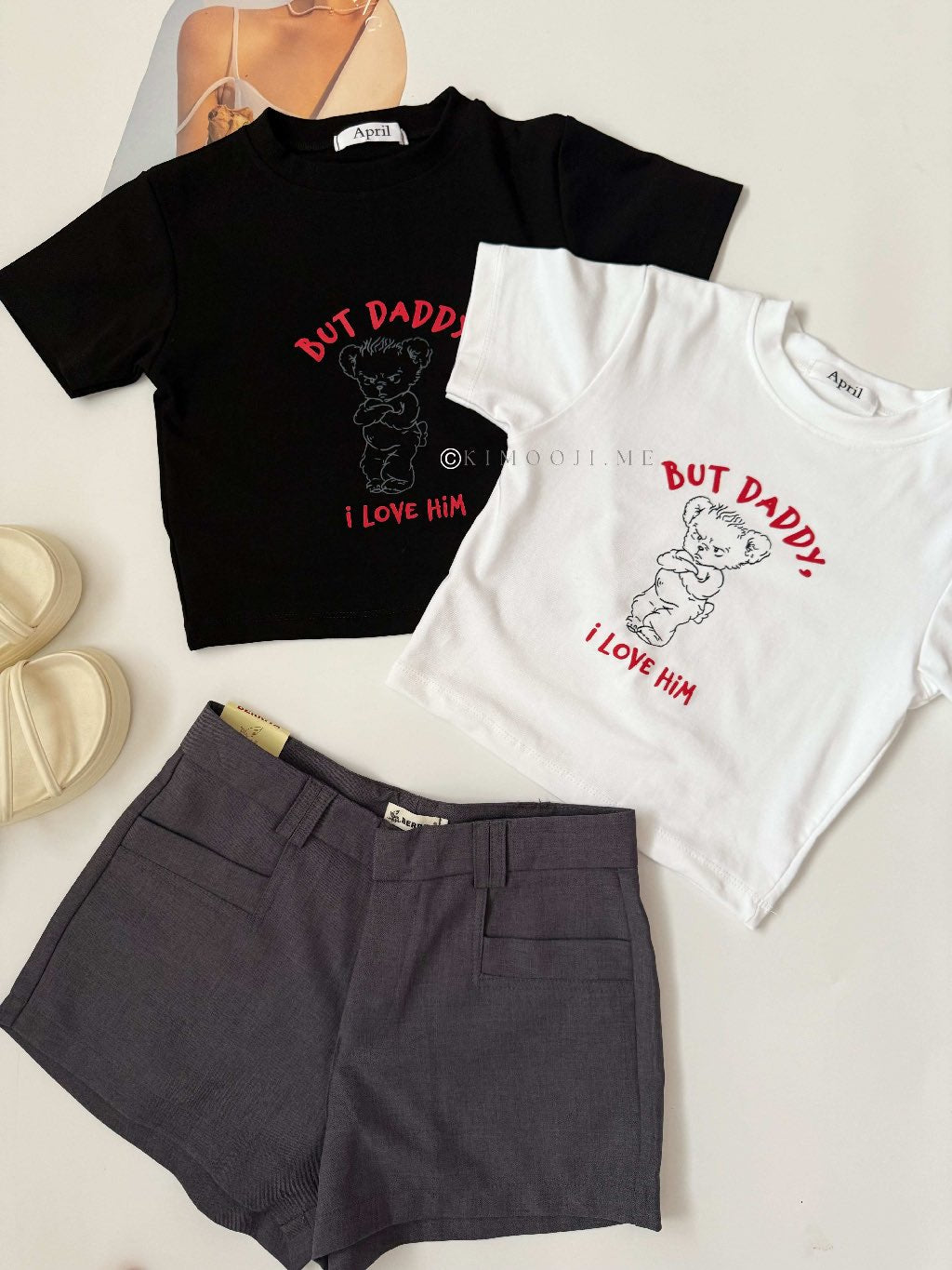 【T926】“BUT DADDY I LOVE HIM” Cute Teddy Crop Tee